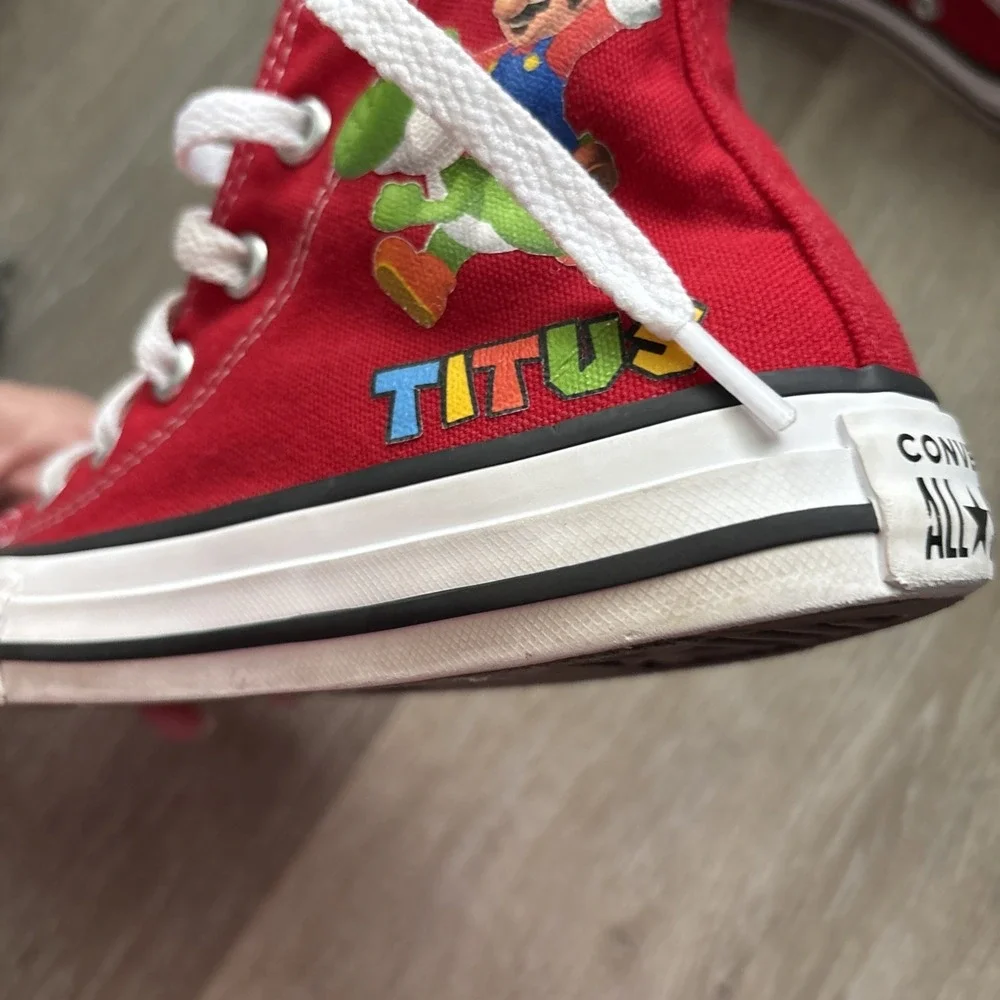 Converse Custom Super Mario Red Children's‎ High Tops Size 11 Titus